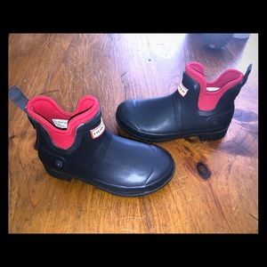 Hunter rain boots booties navy/red women’s 6US